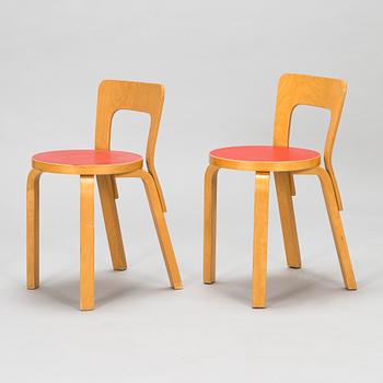 Alvar Aalto, six 1960s '65' chairs for Artek.