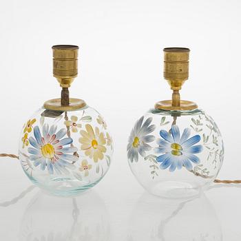 Paavo Tynell, Two 1940s table lamps for Taito and Kauklahden Lasitehdas.