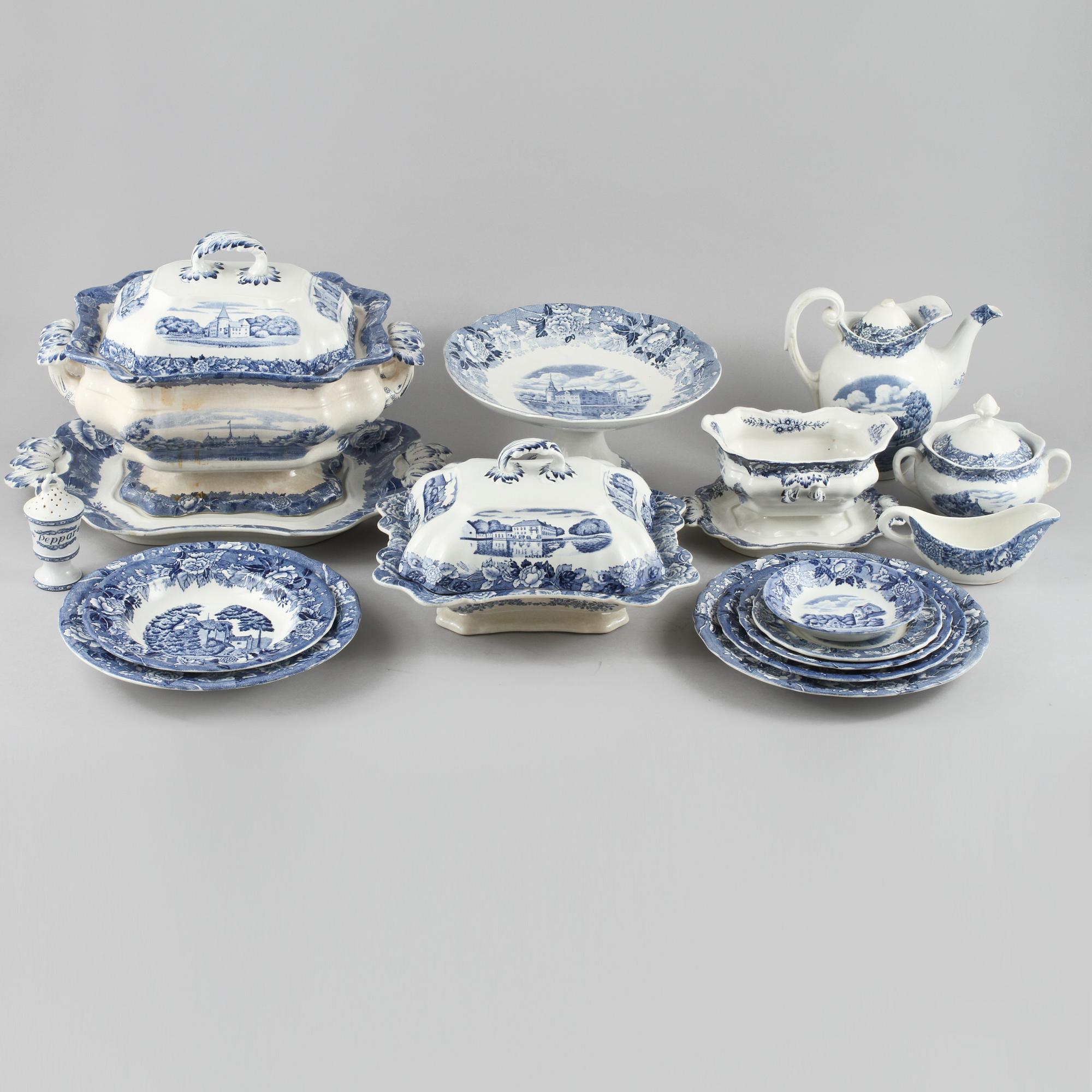 SERVISDELAR, 109 st, flintgods, "Skåne", Rörstrand, 1900-tal.