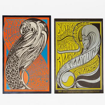 Wes Wilson, concert posters, a pair, West Coast Lithograph, 1967.