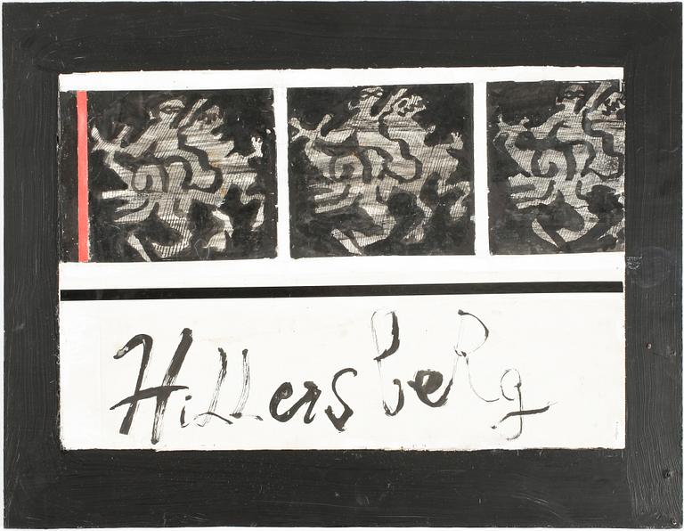 LARS HILLERSBERG, blandteknik på papper uppfäst på pannå, sign.