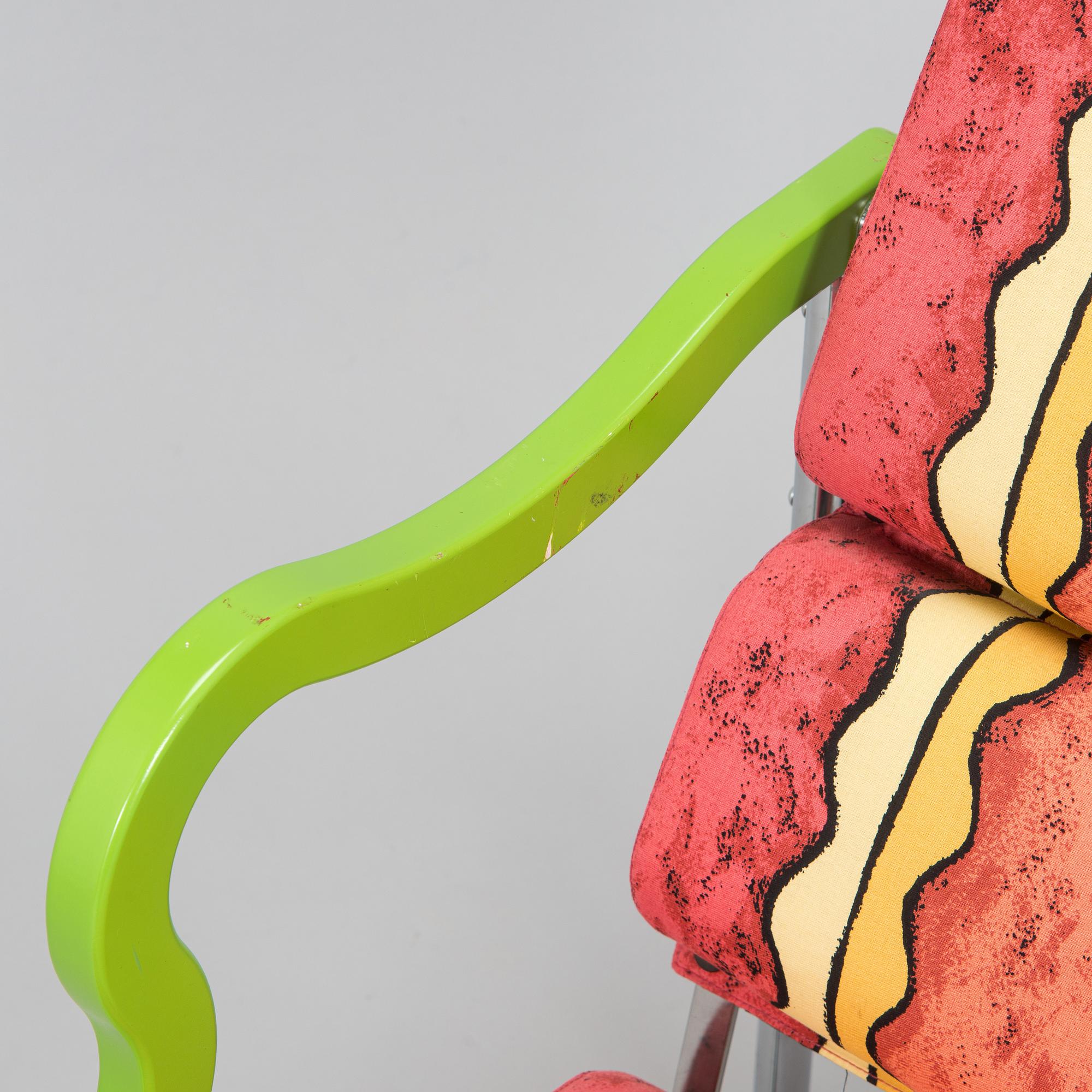 Yrjö Kukkapuro, A 1980s  'Experiment' open armchair for Avarte, Finland.