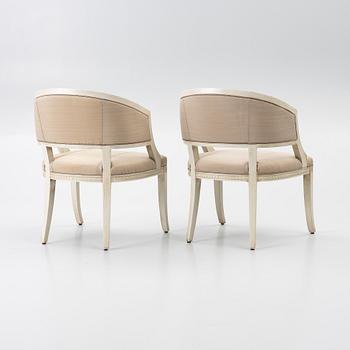 A pair of late-Gustavian style armchairs, late 20th Century.