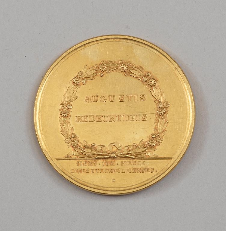 MEDALJ, guld 23 k. Graverad av Carl Enhörning.