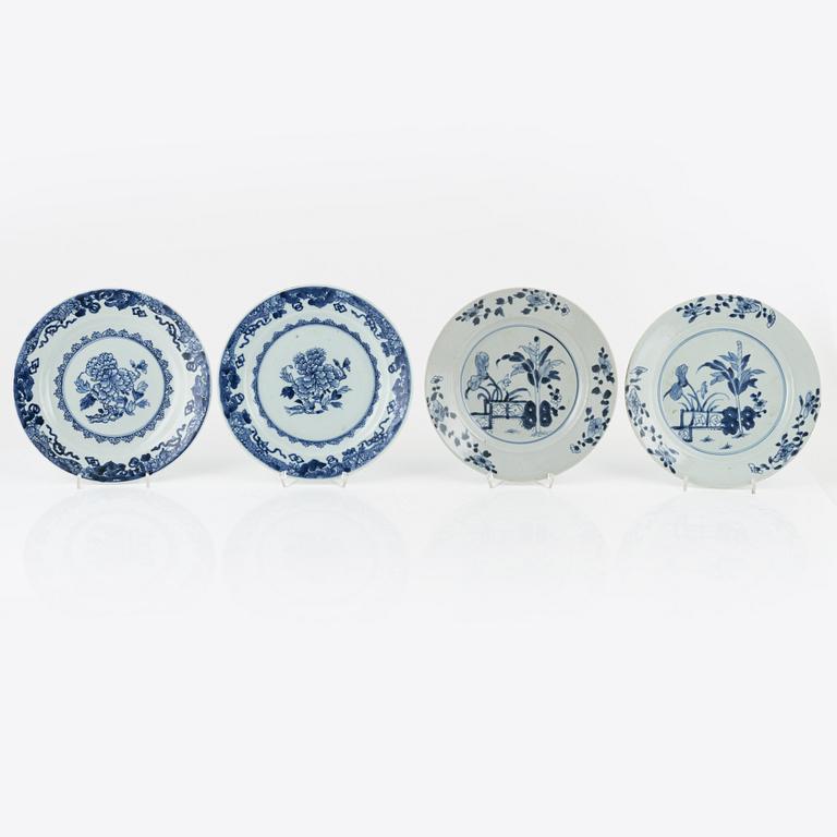 Nine Blue and White Porcelaine Plates, China, 18th-19th century.