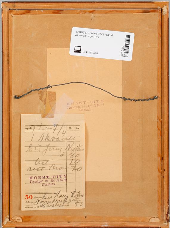 JENNY NYSTRÖM, akvarell, sign.