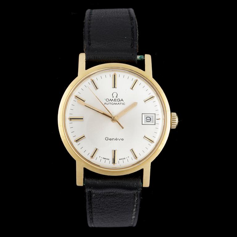 ARMBANDSUR, herr, 14K guld, Omega, automatisk, 1970-tal. Total vikt ca 44 gram.