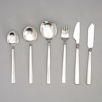 BESTICKSSERVISDELAR, silver, 36 delar, Mema, modell "Paris", design: Claes E Giertta, tot vikt, ca1240 gram inkl knivar.