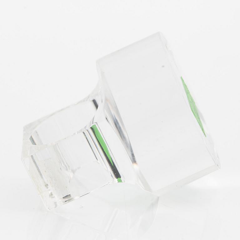 Siv Lagerström, three rings and cufflinks, acrylic plastic, 1970s.
