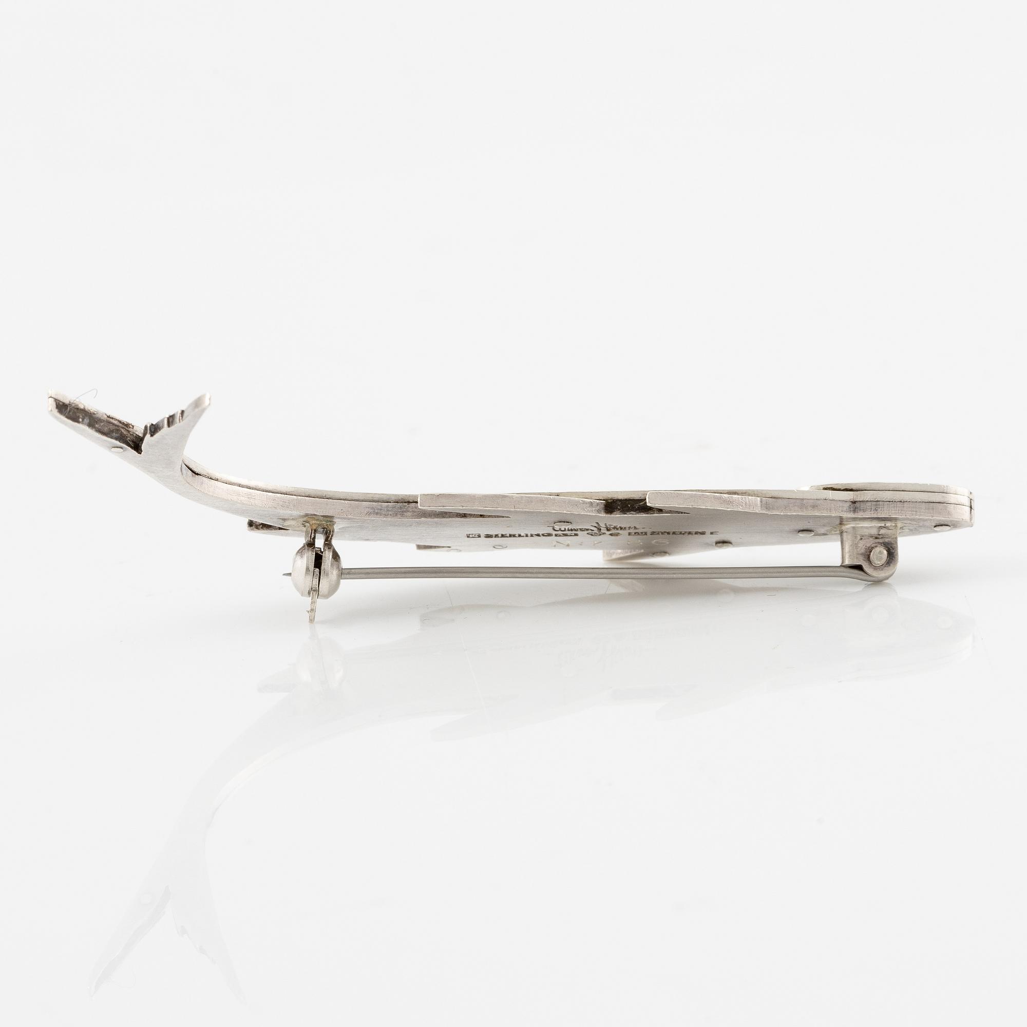 Wiwen Nilsson, a brooch, in the shape of a fish, silver, Lund 1961.