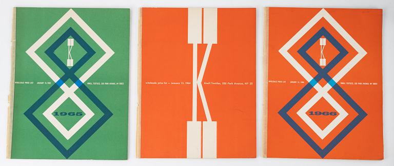 Knoll Associates, catalogs and price lists, 12 pcs, 1960s, as well as various brochures.