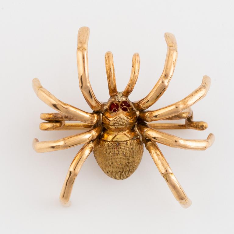 Gold spider brooch.