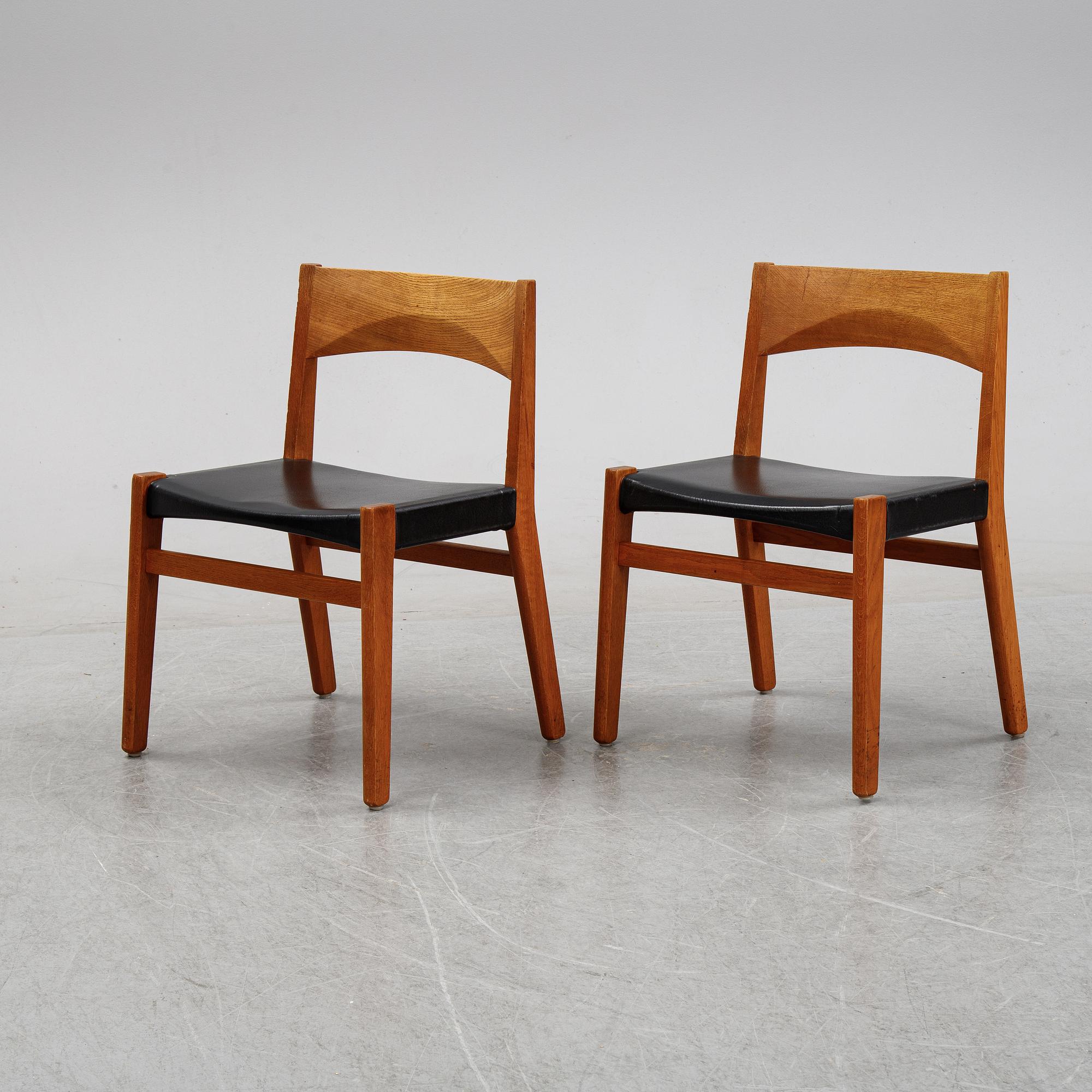 John Vedel Rieper, a set of six oak chairs, Denmark. Designed 1962.