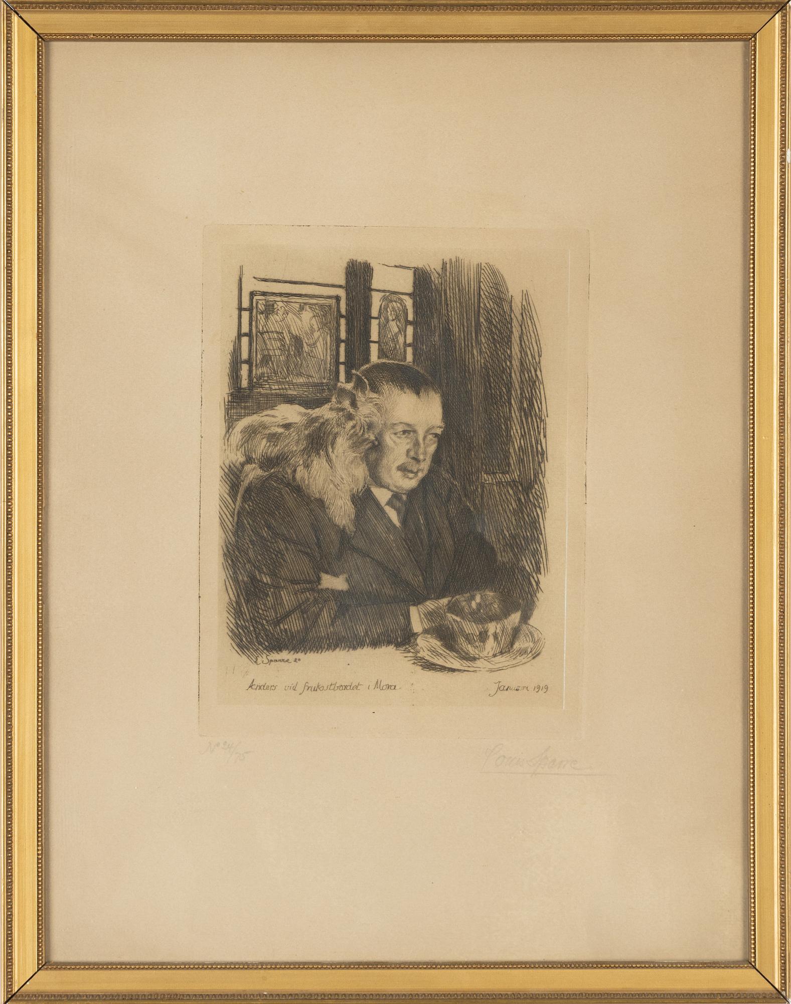 Louis Sparre, etching, 1919, signed 24(75.