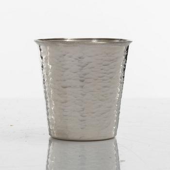 Ten small sterling silver beakers, marks of company Terrs i Wexiö AB, Växjö 1973-1976.