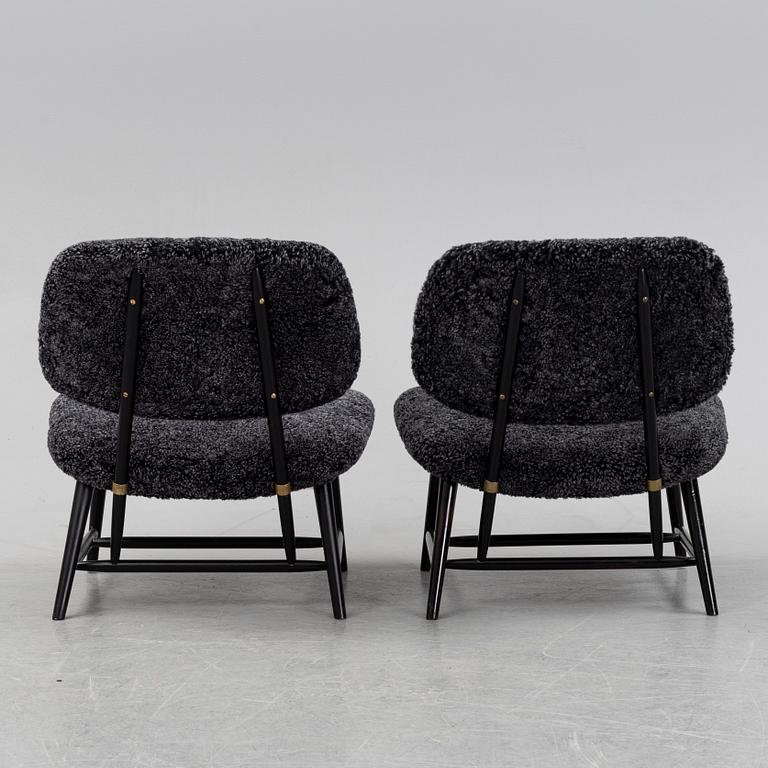 A 1950's pair of 'TeVe' easy chairs by Alf Svensson.