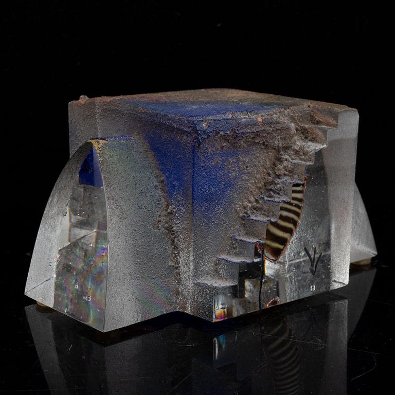 A glass sculpture by Bertil Vallien, for Kosta Boda.