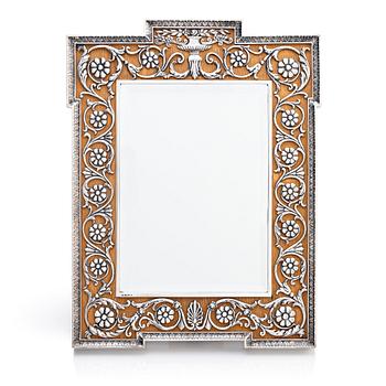 455. A large Bolin silver openwork on walnut frame, W.A. Bolin, Moscow 1912-1917.