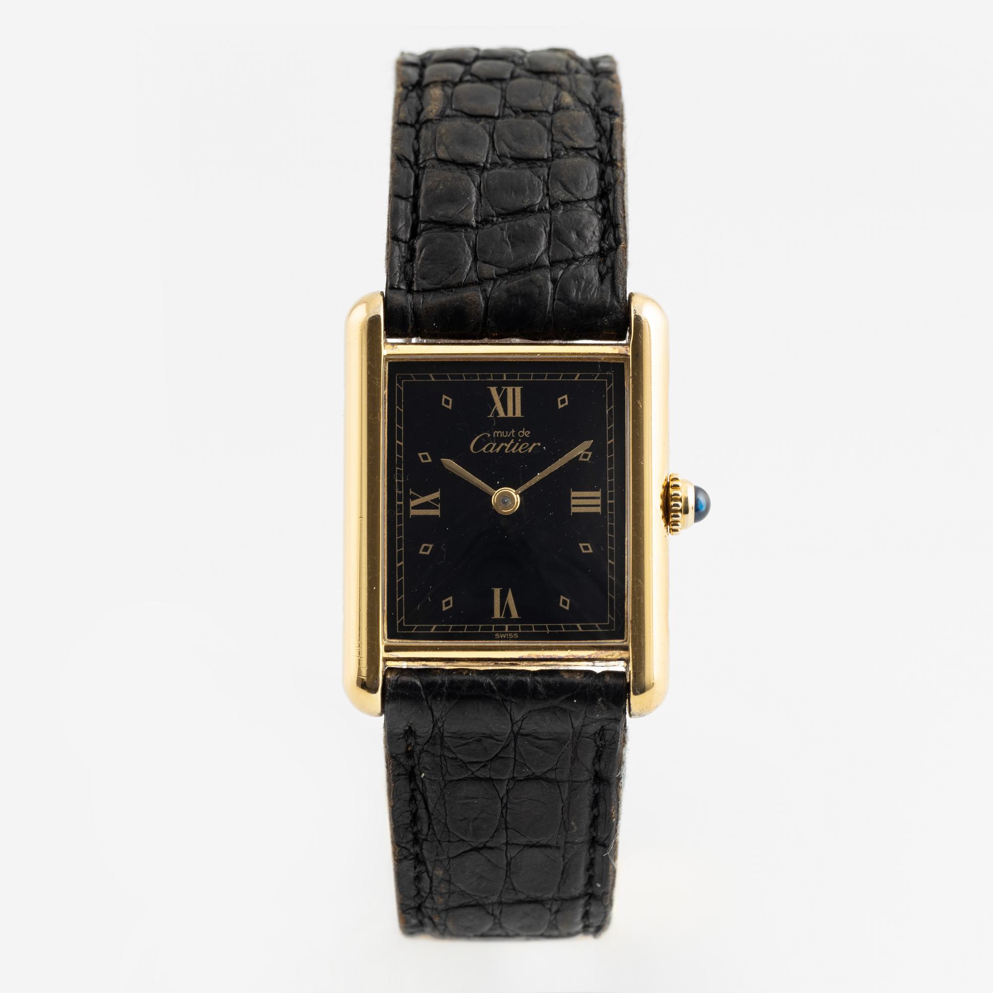 must de CARTIER, Tank, wristwatch, 23 x 23,5 (30,5) mm.