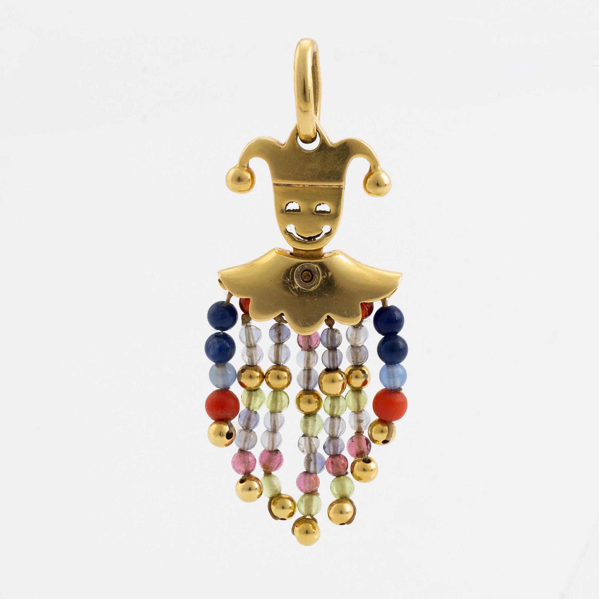 Pomellato, hänge, narr, 18K guld med färgade stenar.