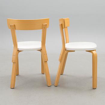 ALVAR AALTO, STOLAR, ett par, modell 69, Artek 1900-talets slut. Modellen formgiven 1935.