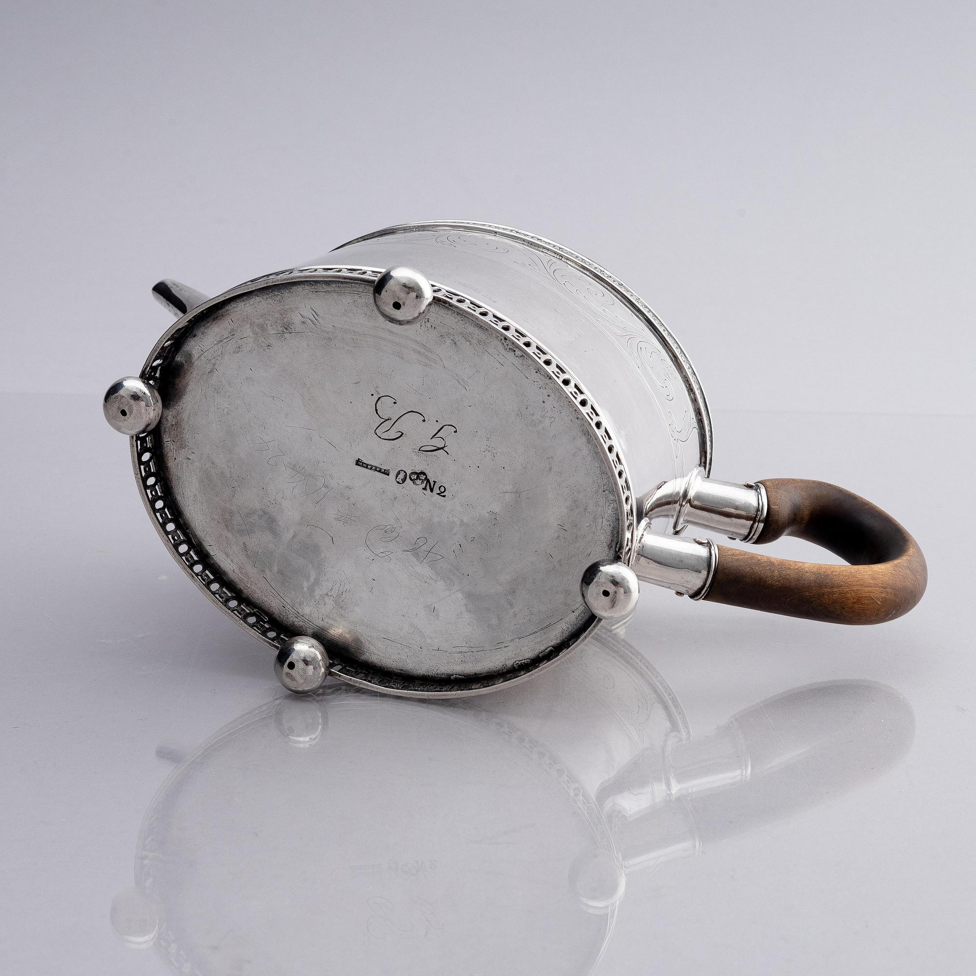 A Swedish 18th century silver tea-pot, mark of Mikael Nyberg, Stockholm 1795.