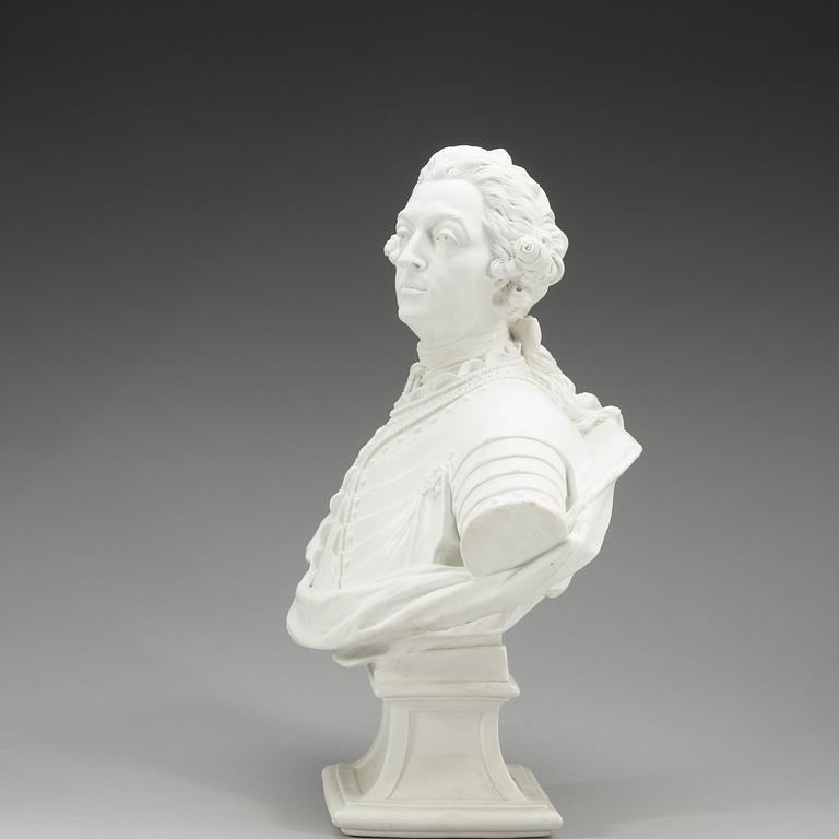 A Nymphenburg bisquit bust, ca 1800.