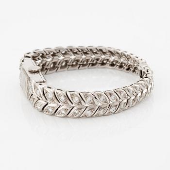 Sterlé armbandsur platina med runda briljantslipade diamanter.