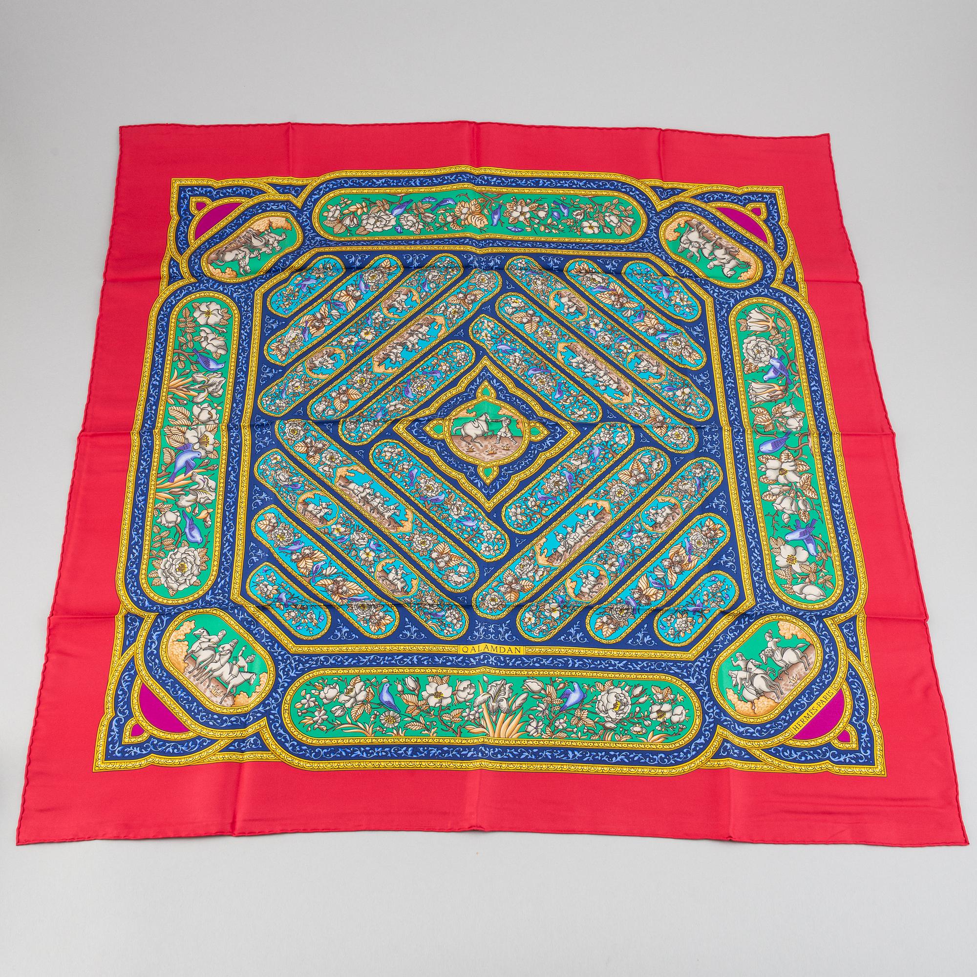 Hermès, a 'Qalamdan' silk scarf.