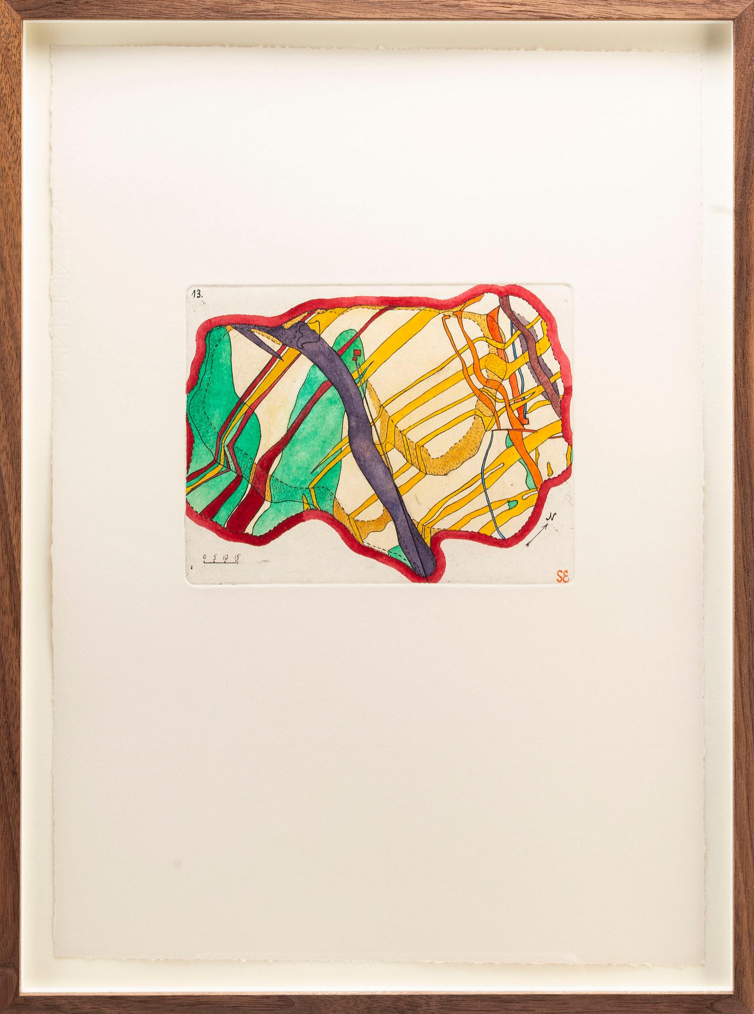 STEN EKLUND, handkolorerad etsning, signerad.