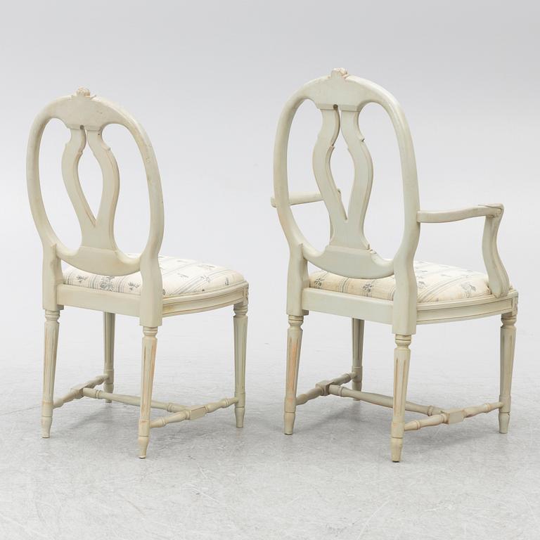 Twelve Gustavian style chairs, second half of the 20th Century.