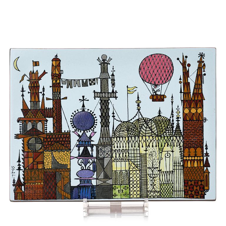 Stig Lindberg, a faience wall plaque, Gustavsberg studio, Sweden 1950's, ed. 22/40.