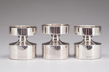 LJUSSTAKAR, 3 st, snarlika, silver, Eric Löfman, MGAB, Uppsala, 1972 samt 1964.
