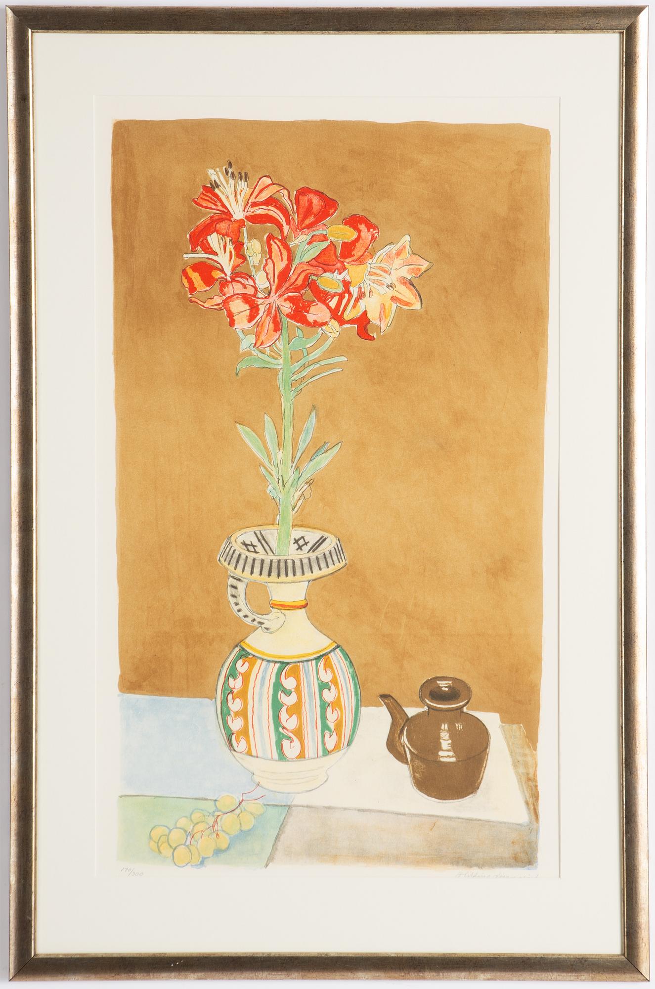 Hilding Linnqvist, Still life with red lily.