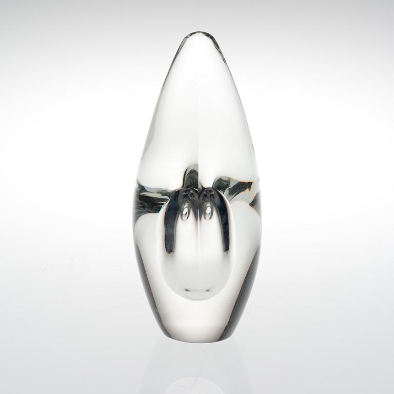 TIMO SARPANEVA, A GLASS SCULPTURE. Bird's head. Signed Timo Sarpaneva Iittala -55.