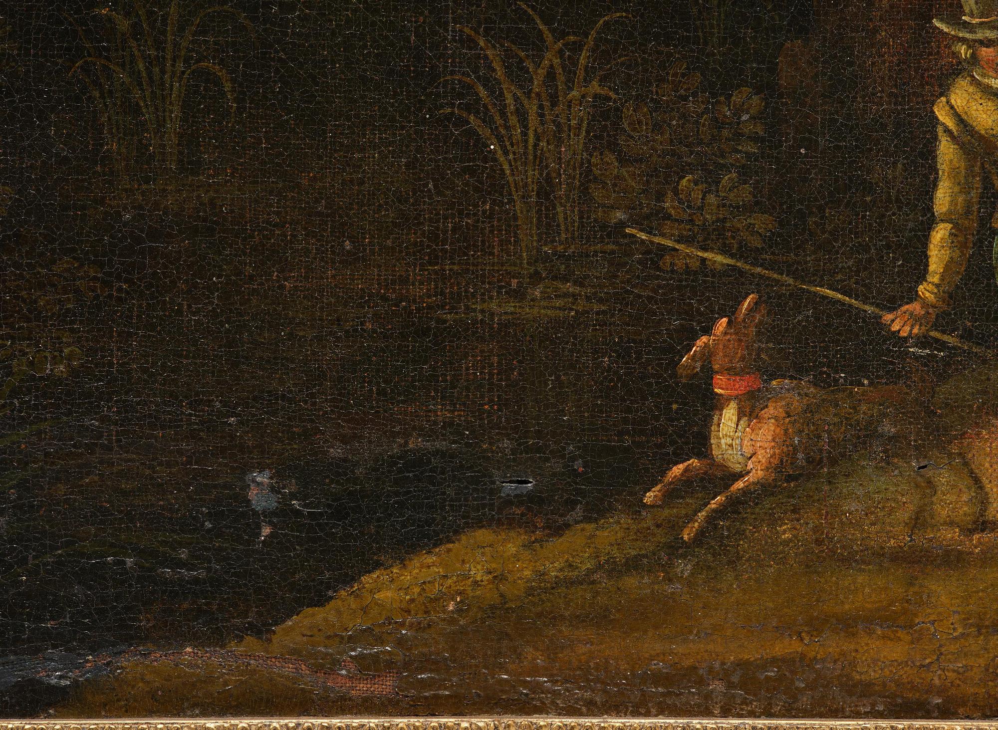 Flemish school, 16th/17th century in the manner of Anton Mirou, Landscape with figure staffage by a village.