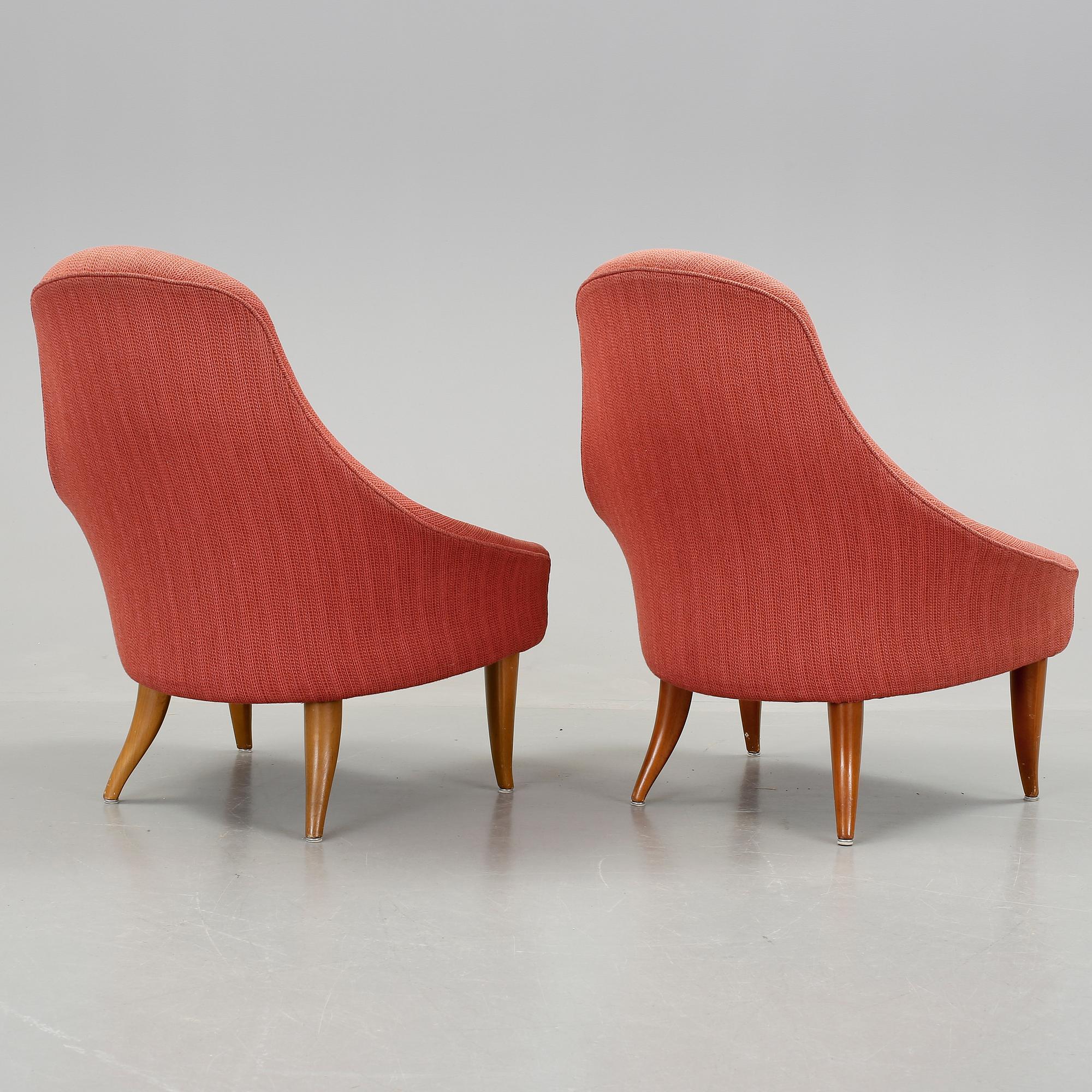 FÅTÖLJER, ett par, "Lilla Eva", ur möbelserien Paradiset, formgiven av Kerstin Hörlin för AB Nordiska Kompaniet NK.