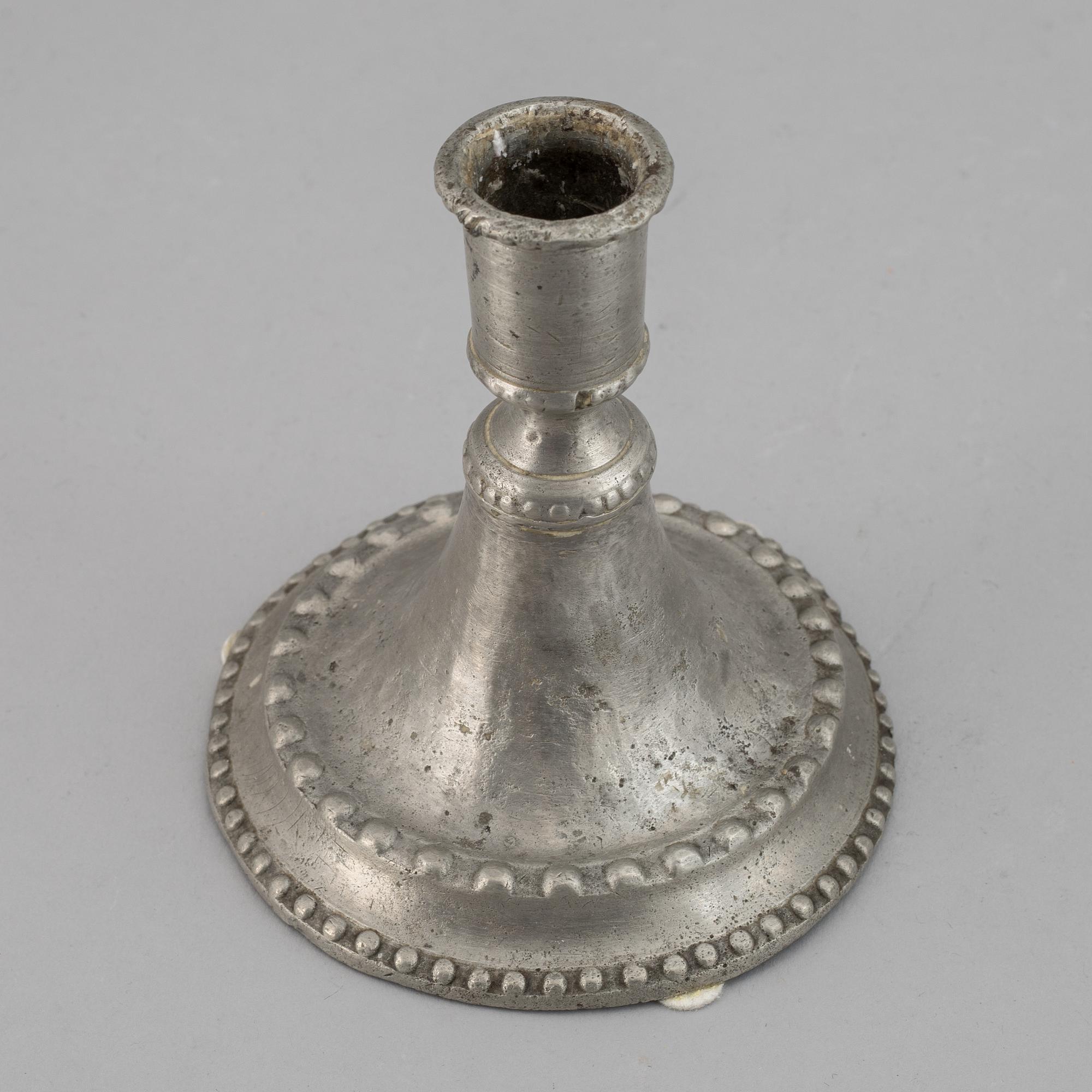 Four gustavian pewter candlestick, late 18th / early 19th century.