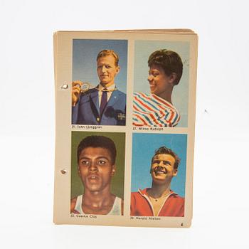 Idolkort, "Sportens stjärnor", bl a Cassius Clay, Nacka Skoglund mfl Hemmets Journal, 1960-tal.