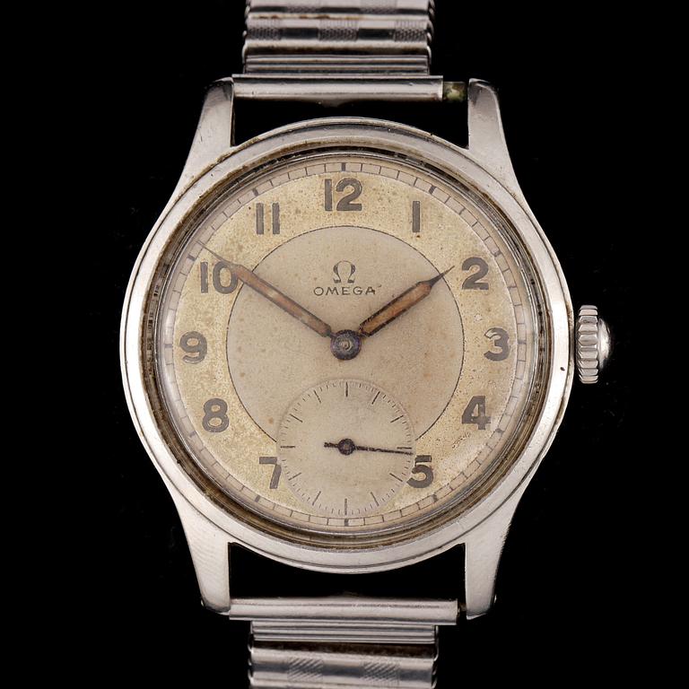 ARMBANDSUR, herr, stål, Omega, Suverän, 1940-tal.