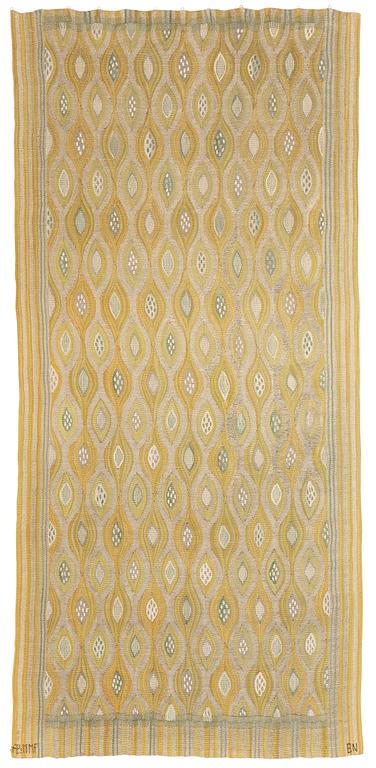 Barbro Nilsson, a drape, "Kärnfrukt", a tapestry variant, ca 227 x 104 cm, signed AB MMF BN.