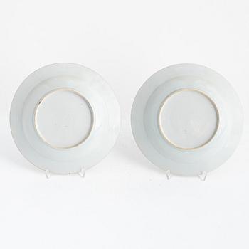 Tallrikar, 4 st kompaniporslin, Kina, Qianlong (1736-95).