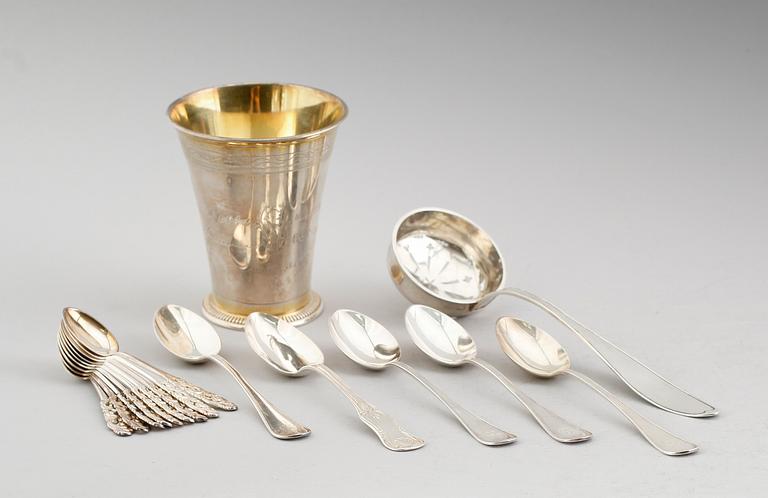 SILVERFÖREMÅL, 16 delar. Vikt ca 354 g.