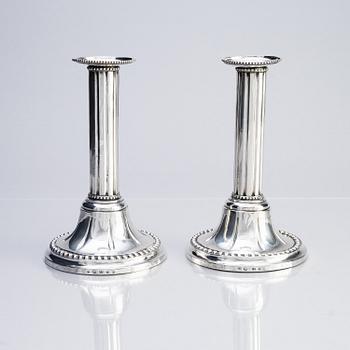 A pair of Swedish 18th century silver candlesticks, mark of Johan Schröder, Landskrona 1790.