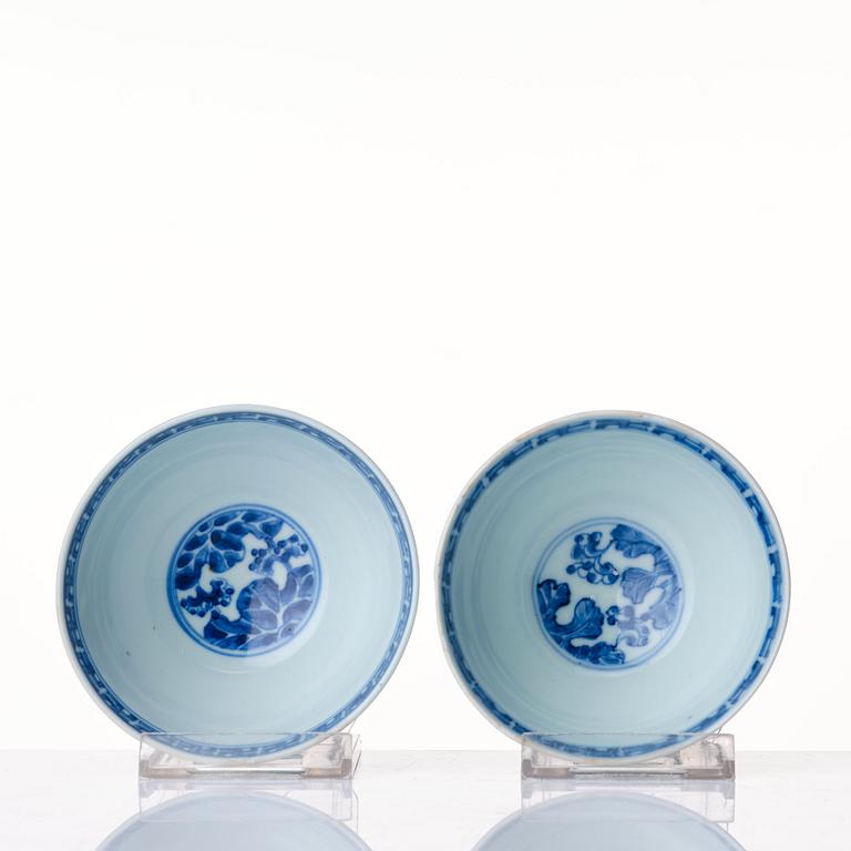 A set of four blue and white bowls, Qing dynasty, 18th Century with Yongzhengs mark.