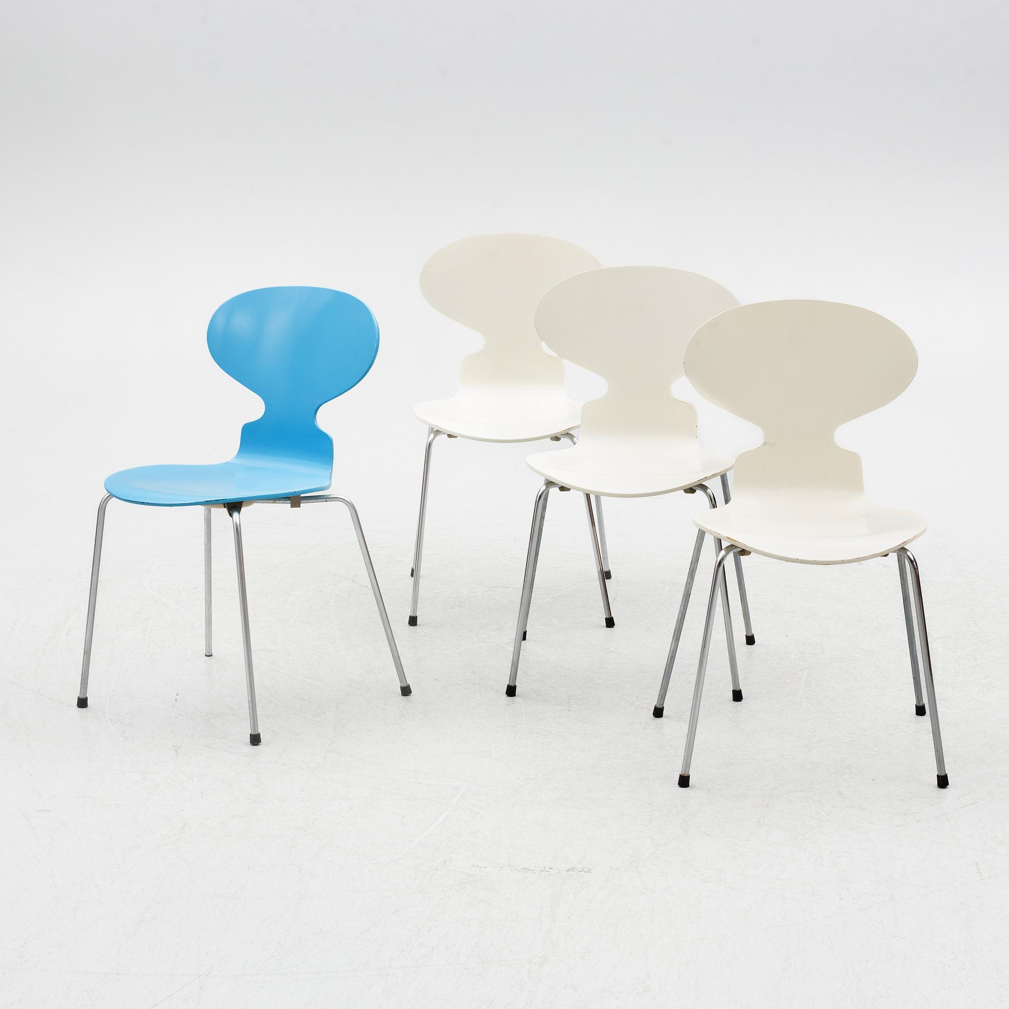 Arne Jacobsen, chairs 4 pcs, "Ant", Fritz Hansen, 1989.