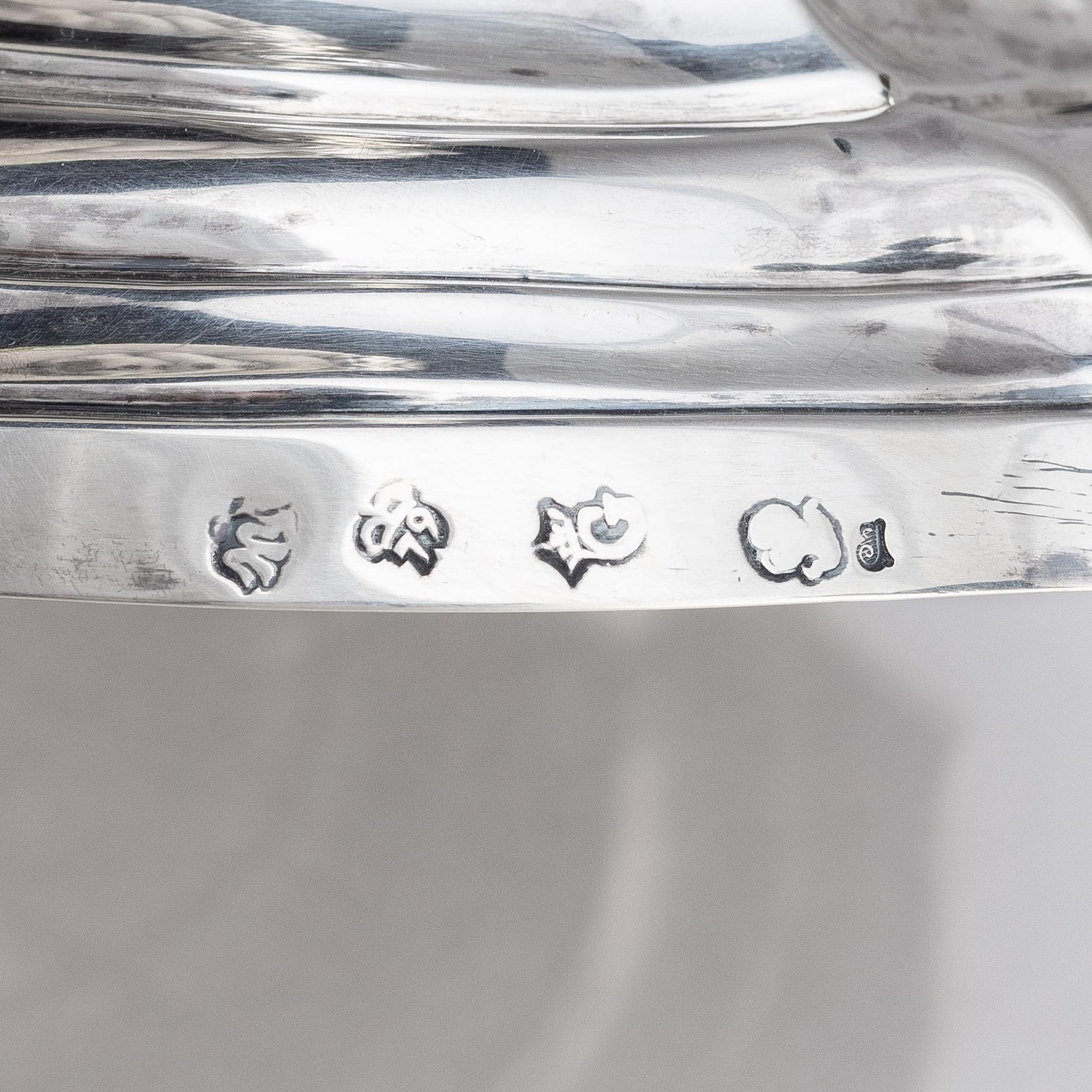 A pair of Belgian silver candlesticks, Ghent, Belgium, 1779.
