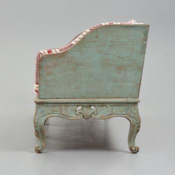 Soffa, Sverige, 1700-talets andra hälft. Rokoko.