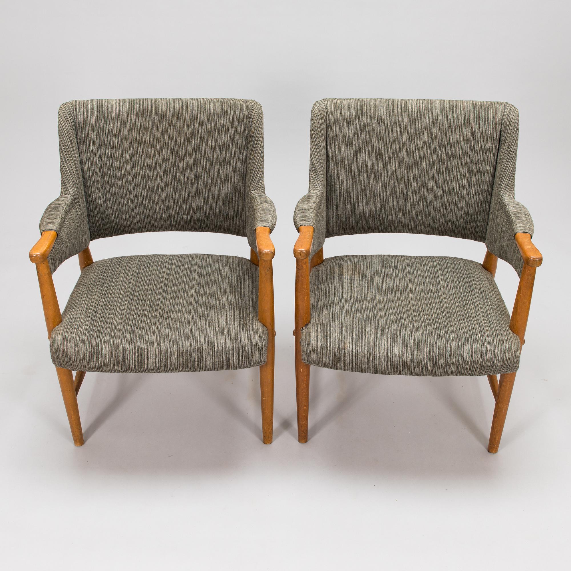 Olof Ottelin, four 1950's 'Othello' armchairs for Oy Stockmann Ab, Keravan puusepäntehdas. Finland.