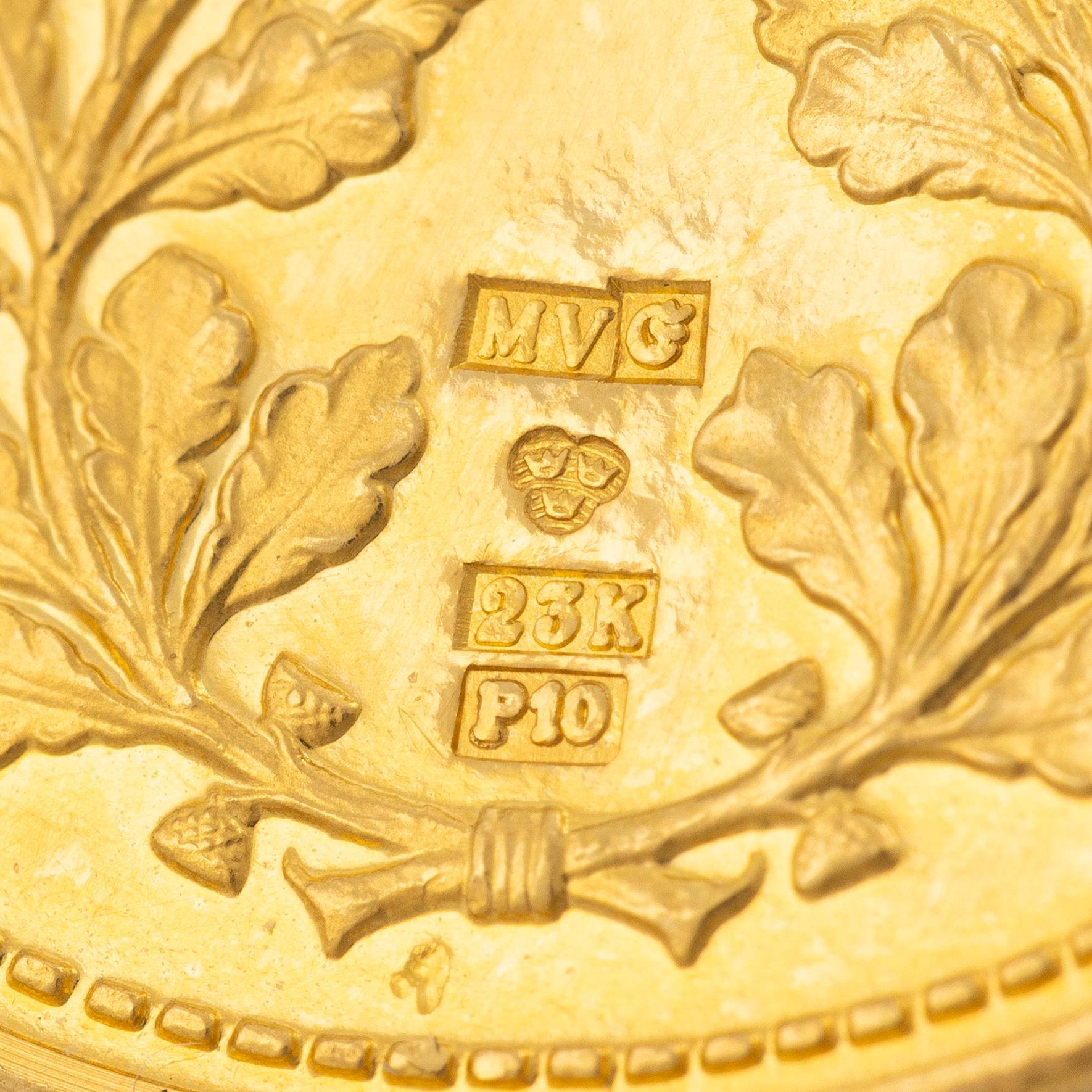 Medalj, Svergie, Carl XVI Gustav, guld, 18 K, 1989.